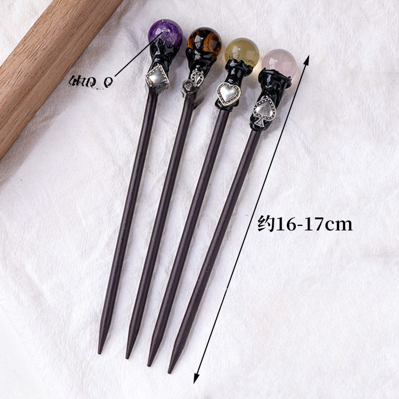 Wholesale Natural Stone Crystal Ball Halloween Hairpin